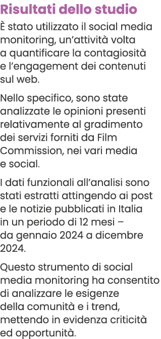 Risultati dello studio  stato utilizzato il social media monitoring, un’attivit  volta a quantificare la contagiosit...