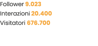 Follower 9.023 Interazioni 20.400 Visitatori 676.700