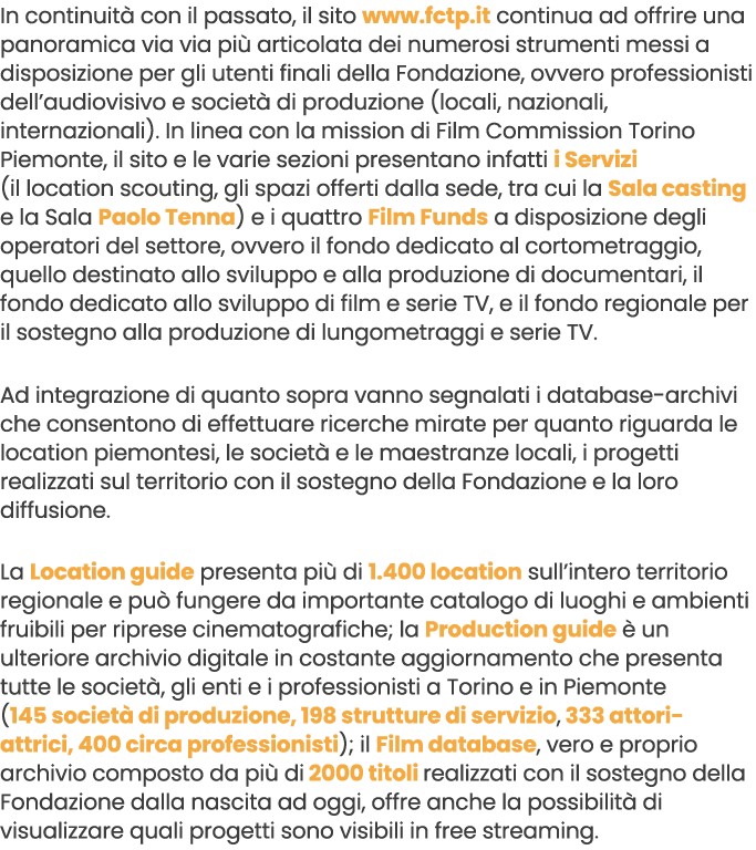 In continuit con il passato, il sito www.fctp.it continua ad offrire una panoramica via via pi  articolata dei numer...