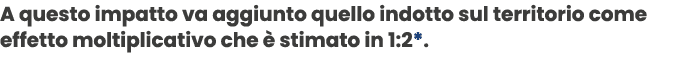 A questo impatto va aggiunto quello indotto sul territorio come effetto moltiplicativo che  stimato in 1:2*.