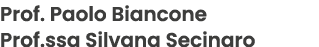 Prof. Paolo Biancone Prof.ssa Silvana Secinaro 