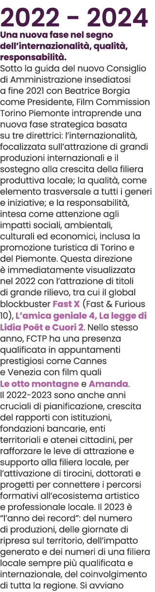 2022 2024 Una nuova fase nel segno dell’internazionalit , qualit , responsabilit . Sotto la guida del nuovo Consiglio...